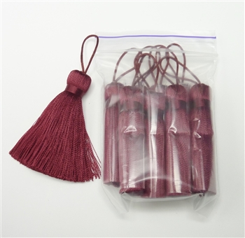 9 Nylon Tassels, burgundy, 2.25 inches (not including loop)