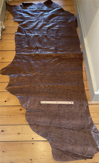 Large embossed cowhide with snake skin pattern, pearlized copper brown