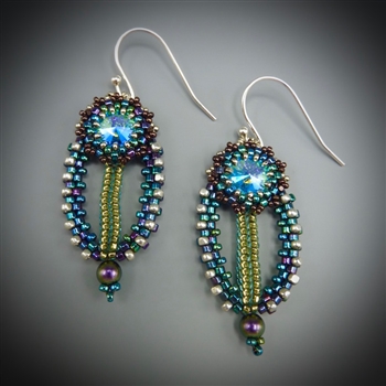 Leaf Earrings Kit, blue & green