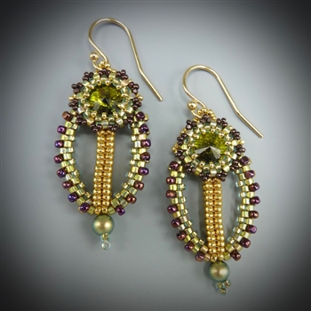 Leaf Earrings Kit, green & gold