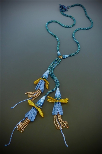 Fuchsia Lariat Necklace Kit, blue & orange