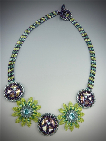 Flower Power Necklace Kit, purple & green