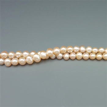 4.5mm round natural pink fresh water pearls, one 16" strand