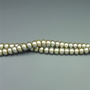 3x5mm button sage green fresh water pearls, one 16" strand