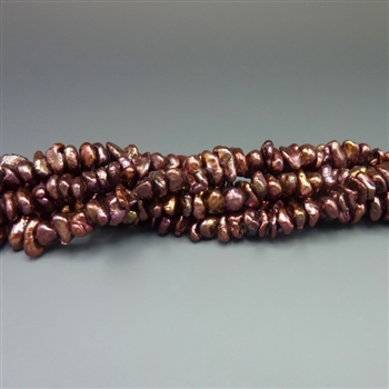 7-8mm keshi chocolate brown fresh water pearls, one 16" strand