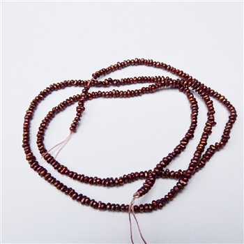 1.5-1.8mm burgundy pearls, one 15 inch strand