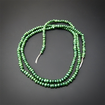 1.8-2mm green pearls, one 15 inch strand