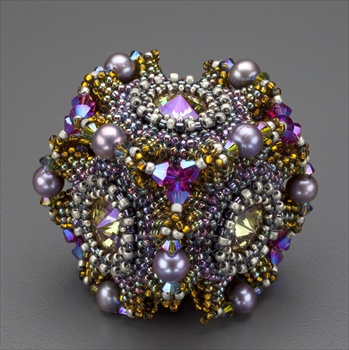 "Geo-Floral" Beaded Bead Kit, purple & olivine