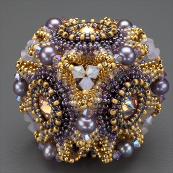 "Geo-Floral" Beaded Bead Kit, gold & purple - RESTOCKED!