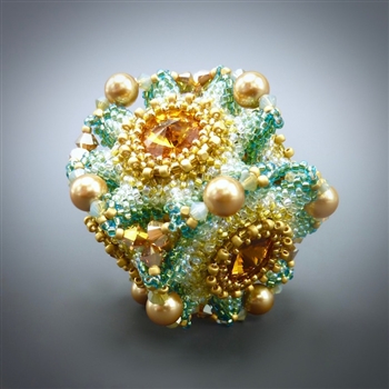 "Geo-Floral" Beaded Bead Kit, blue & gold