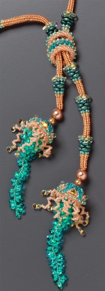 Jellyfish Lariat Necklace Kit, peach & aqua - RESTOCKED!