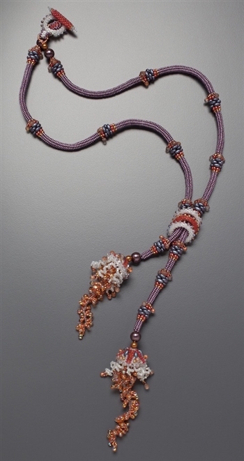 Jellyfish Lariat Necklace Kit, purple, orange & white - RESTOCKED!