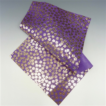 Purple Leather with gold foil flowers, 6x12 inch rectangle
