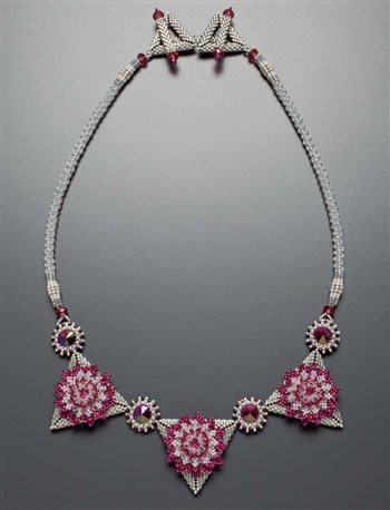 Dahlia Daze Necklace Kit, pink, white & silver - RESTOCKED!