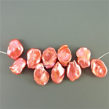 Top Drilled "Cornflake" Pearls, 11x15mm, hot pink