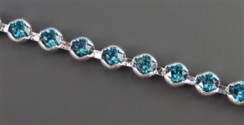 Swarovski Cup Chain, 18pp, indicolite rhodium, 12 inches