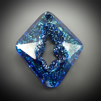 36mm Swarovski crystal geode pendant, bermuda blue