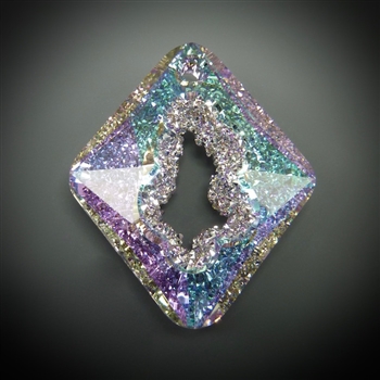 36mm Swarovski crystal geode pendant, light vitrail