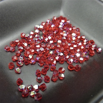 3mm Swarovski bicones, light siam AB (1 gross/144 beads)