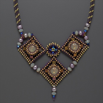 Trois Diamants Necklace Kit, sand & purple - final restock!