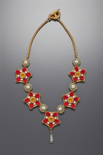 Tudor Rose Necklace Kit, red, white and gold