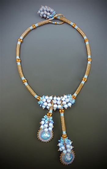 Vineyard Jewel Necklace Kit, ice blue & apricot