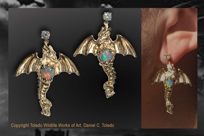 Dragon earrings by wildlife artist Daniel C. Toledo, Toledo Wildlife Works of Art