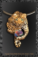 Leopard Pendant "Heart of the Thrill" by wildlife artist Daniel C. Toledo, Toledo Wildlife Works of Art