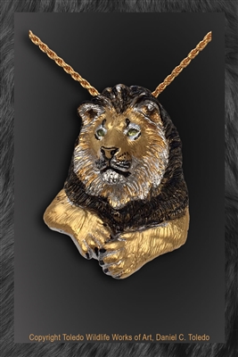 Lion pendant "Big Paw" by wildlife artist Daniel C. Toledo, Toledo Wildlife Works of Art