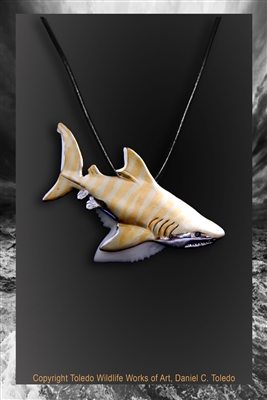 Tiger Shark Tooth Pendant "Sea Tiger" by wildlife artist Daniel C. Toledo, Toledo Wildlife Works of Art