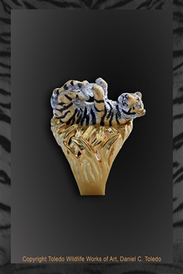 Tiger Ring "Tiger Got Your Stone" by wildlife artist jeweler Daniel C. Toledo, Toledo Wildlife Works of Art