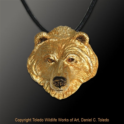 Grizzly Bear Pendant "Terry's Bear" by wildlife artist jeweler Daniel C. Toledo, Toledo Wildlife Works of Art