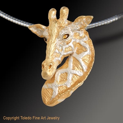 Giraffe Pendant "Elegant One" by wildlife artist and jeweler Daniel C. Toledo, Toledo Wildlife Works of Art