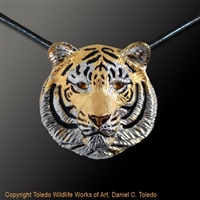 Siberian Tiger Pendant "Connie's Khan" by wildlife artist and jeweler Daniel C. Toledo, Toledo Wildlife Works of Art