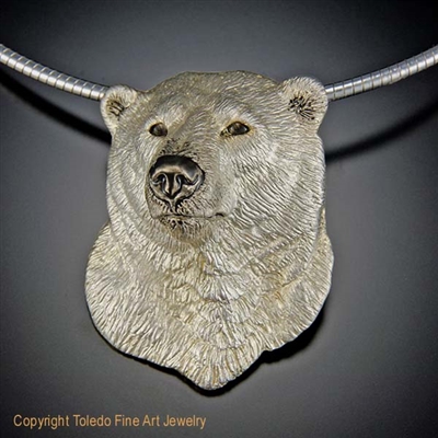 Polar Bear Pendant "Conqueror of the North" by wildlife artist and jeweler Daniel C. Toledo, Toledo Wildlife Works of Art