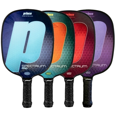 The Spectrum Pro Paddle is available in blue, red, orange, or purple, with standard or thin grip options, and it standard or light weights.