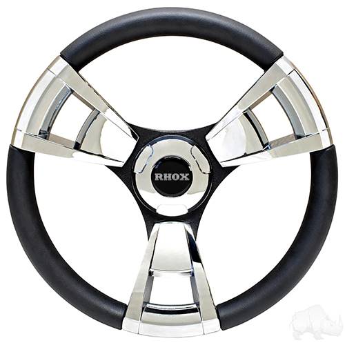 EZGO Fontana Steering Wheel, Chrome, 13" Diameter