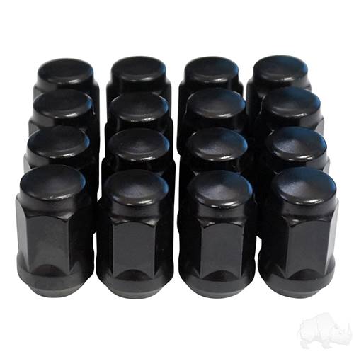 Flat Black Acorn Lug Nut Standard 1/2"-20 Box of 16