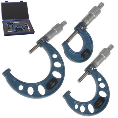 Premium 0-3" MICROMETER SET w/CARBIDE TIPS MACHINIST TOOL