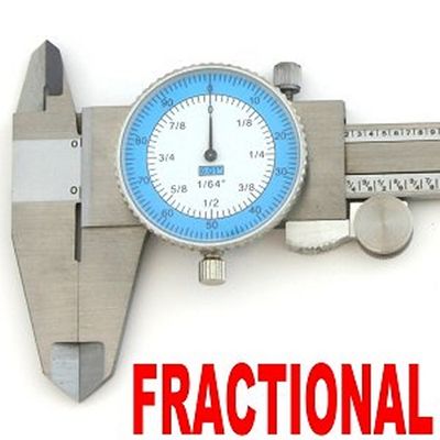 Dial Caliper Fractional + Decimal 1/64" Auto Convertion