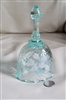 Aqua blue faceted glass bell floral design