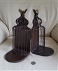 Vintage metal birdcage shaped bookends set