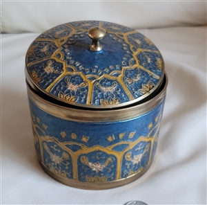 Handcrafted in India brass and enamel lidded box