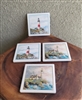 Ceramic lighthouses decorated Coasters set