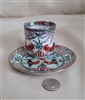 Roosters decorated teacup and saucer Hong Kong