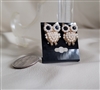 Faux pears and beads Owls stud earrings gold back