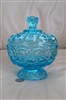 LE Smith Moon and Stars candy storage blue glass