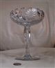 Vintage tall pedestal compote cut glass florals