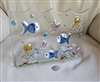 Nautical art glass sea creatures candle holder