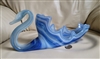 Ozark Art Glass Swan bowl white and blue display